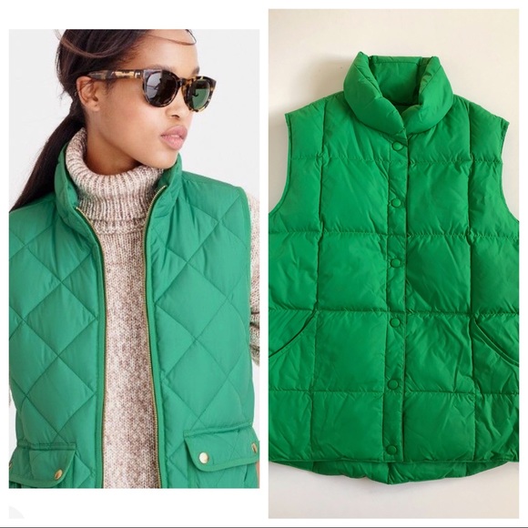 Lands End Down Puffer Vest In Kelly 